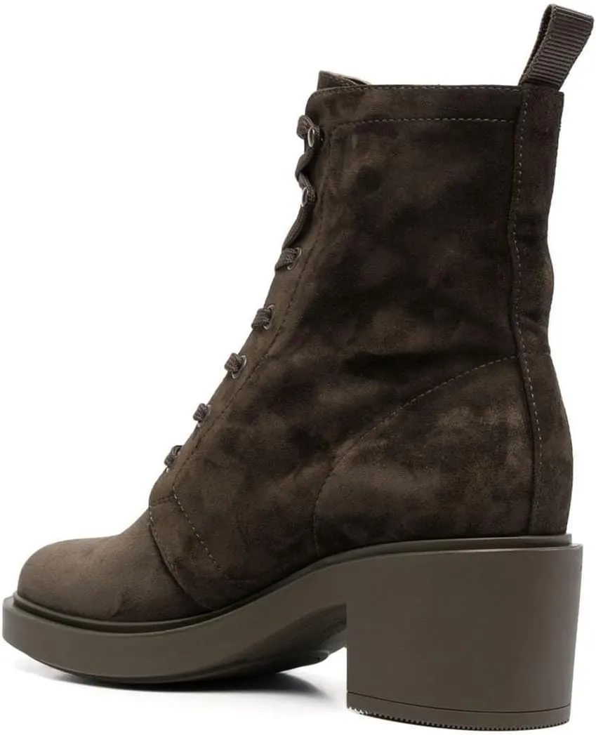 YDN Women Dressy Combat Boots Round Closed Toe Lace Up Ankle Booties Block Mid Heels Shoes Party Daily Size 4-15 US