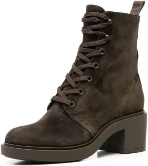 YDN Women Dressy Combat Boots Round Closed Toe Lace Up Ankle Booties Block Mid Heels Shoes Party Daily Size 4-15 US